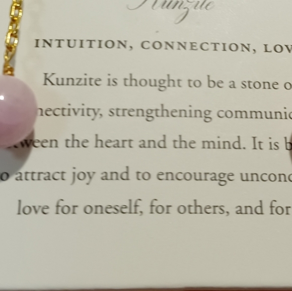 LUNA NORTE 14K GOLD PLATED BRASS KUNZITE GEMSTONE CHAIN EARRINGS - Picture 9 of 9